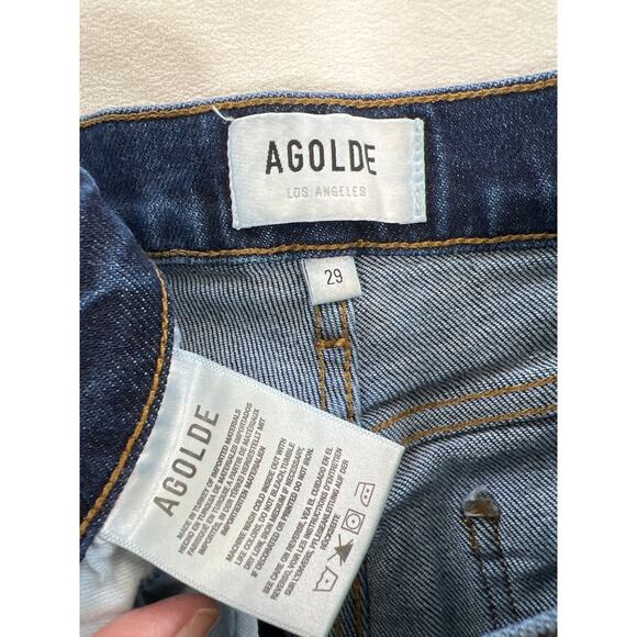 AGOLDE Denim Nico High Rise Slim Straight Leg Jean in Cabana Dark Wash 29 - Picture 5 of 8